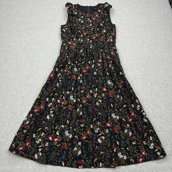 Madewell Dresses & Skirts - Madewell Dress‎ Women's 6 Black Corduroy Ruffle-Front Finch Floral Midi